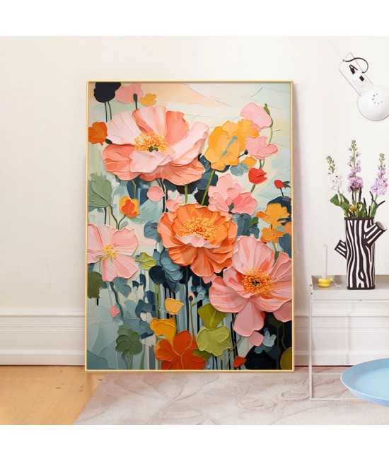 北歐風清新 花卉 晶瓷面掛畫 裝飾掛畫連鋁畫框 60X80CM DF